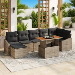 Outdoor Sofa Set 8 Piece Grey Garden Seating Patio Furniture Modular Design