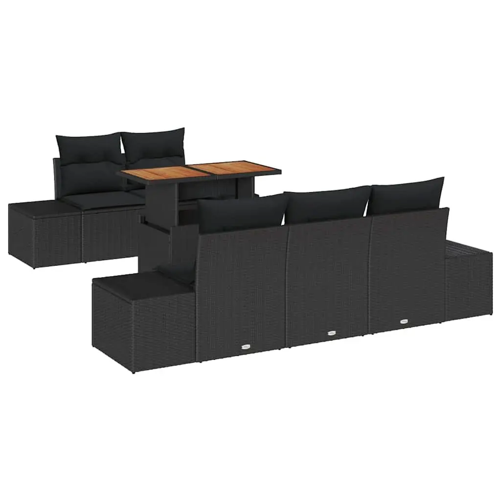 Outdoor Garden Sofa Set Modular Rattan Sectional Black 6 Piece Patio Furniture