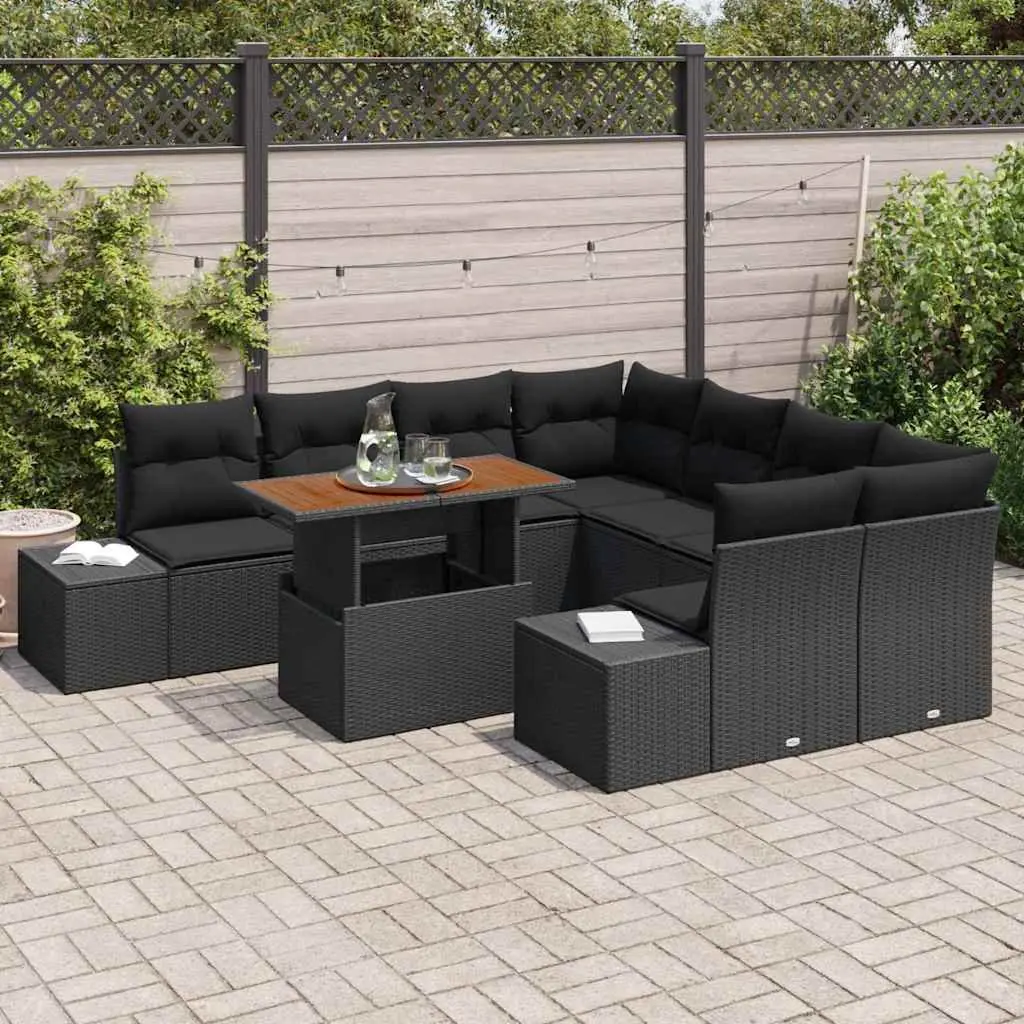 Outdoor Garden Sofa Set 9 Pieces Patio Furniture Sectional Seating Black