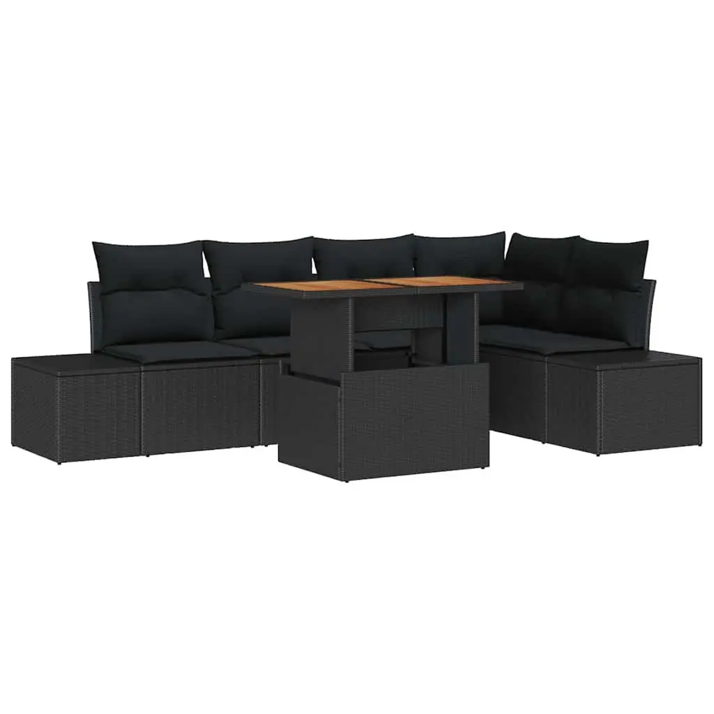 Garden Sofa Set Modular Outdoor Sectional 6 Piece Poly Rattan Patio Dining