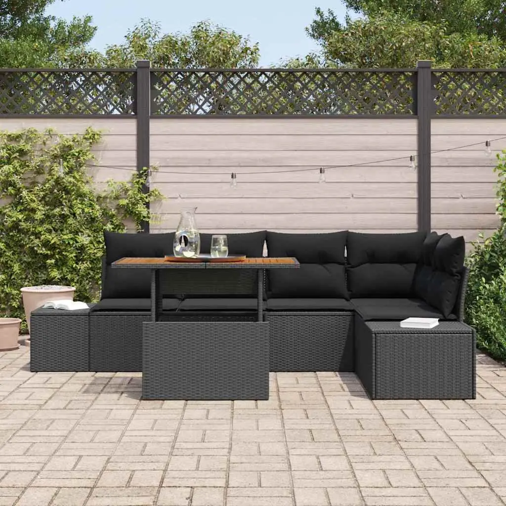 Garden Sofa Set Modular Outdoor Sectional 6 Piece Poly Rattan Patio Dining