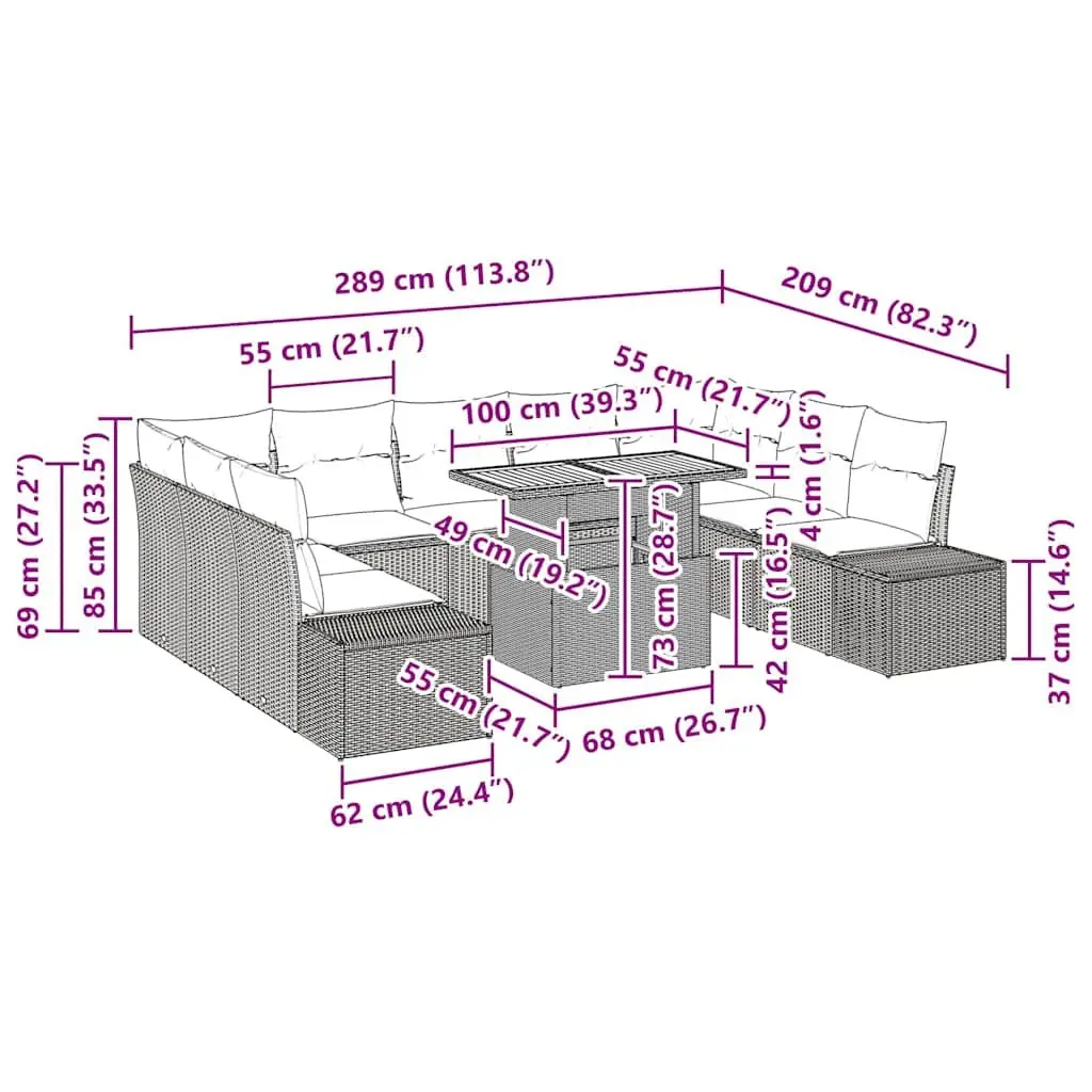 10-Piece Outdoor Sofa Set