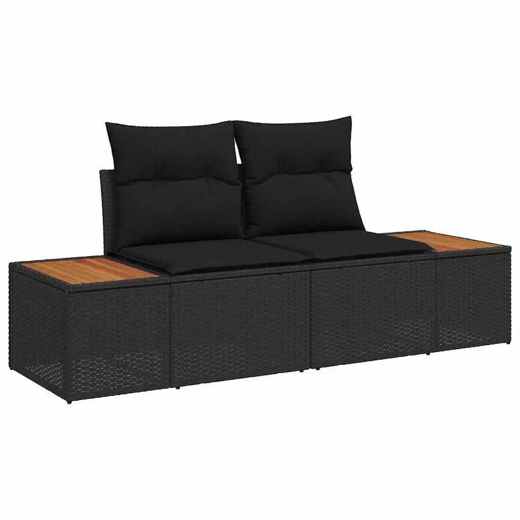 Outdoor Garden Sofa Set 7 Pieces Black Poly Rattan Furniture Patio Seating