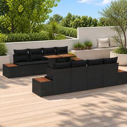 Outdoor Garden Sofa Set 9 Piece Modular Rattan Sectional with Storage Table