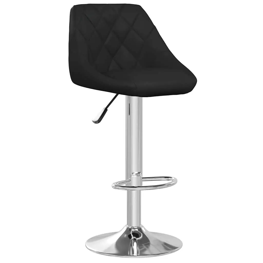 Bar Stools Adjustable Height Black Faux Leather 2 Piece
