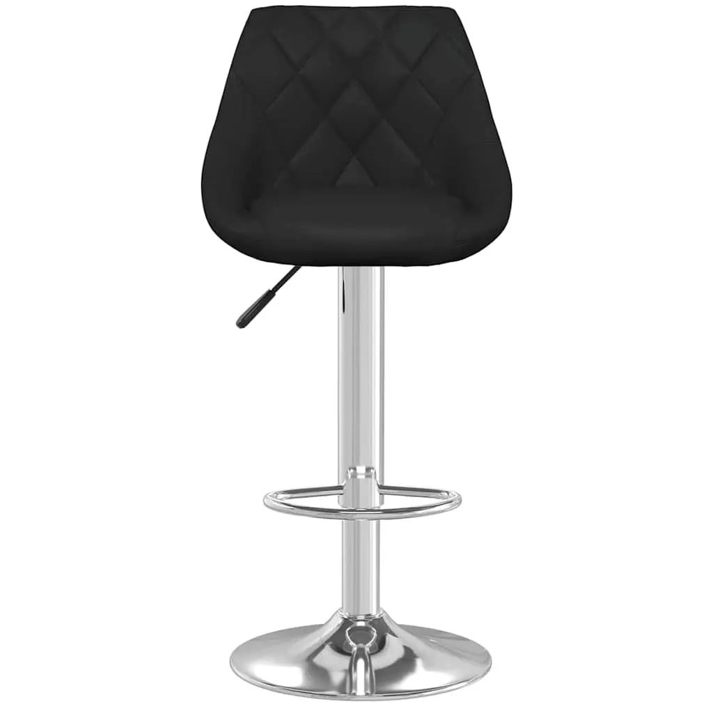 Bar Stools Adjustable Height Black Faux Leather 2 Piece
