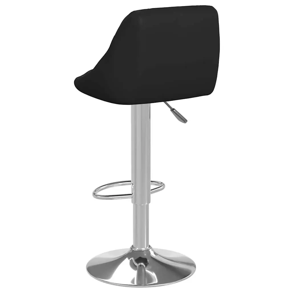 Bar Stools Adjustable Height Black Faux Leather 2 Piece