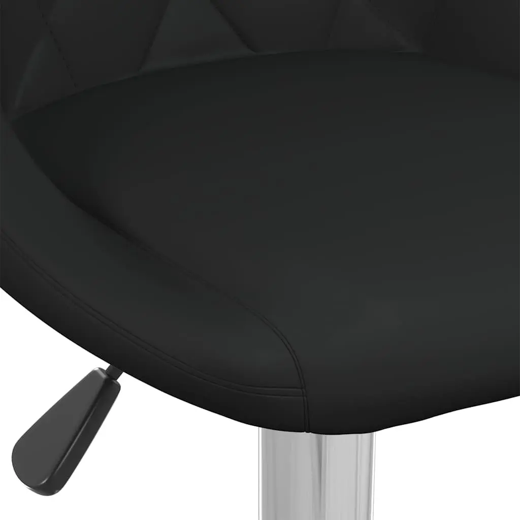 Bar Stools Adjustable Height Black Faux Leather 2 Piece