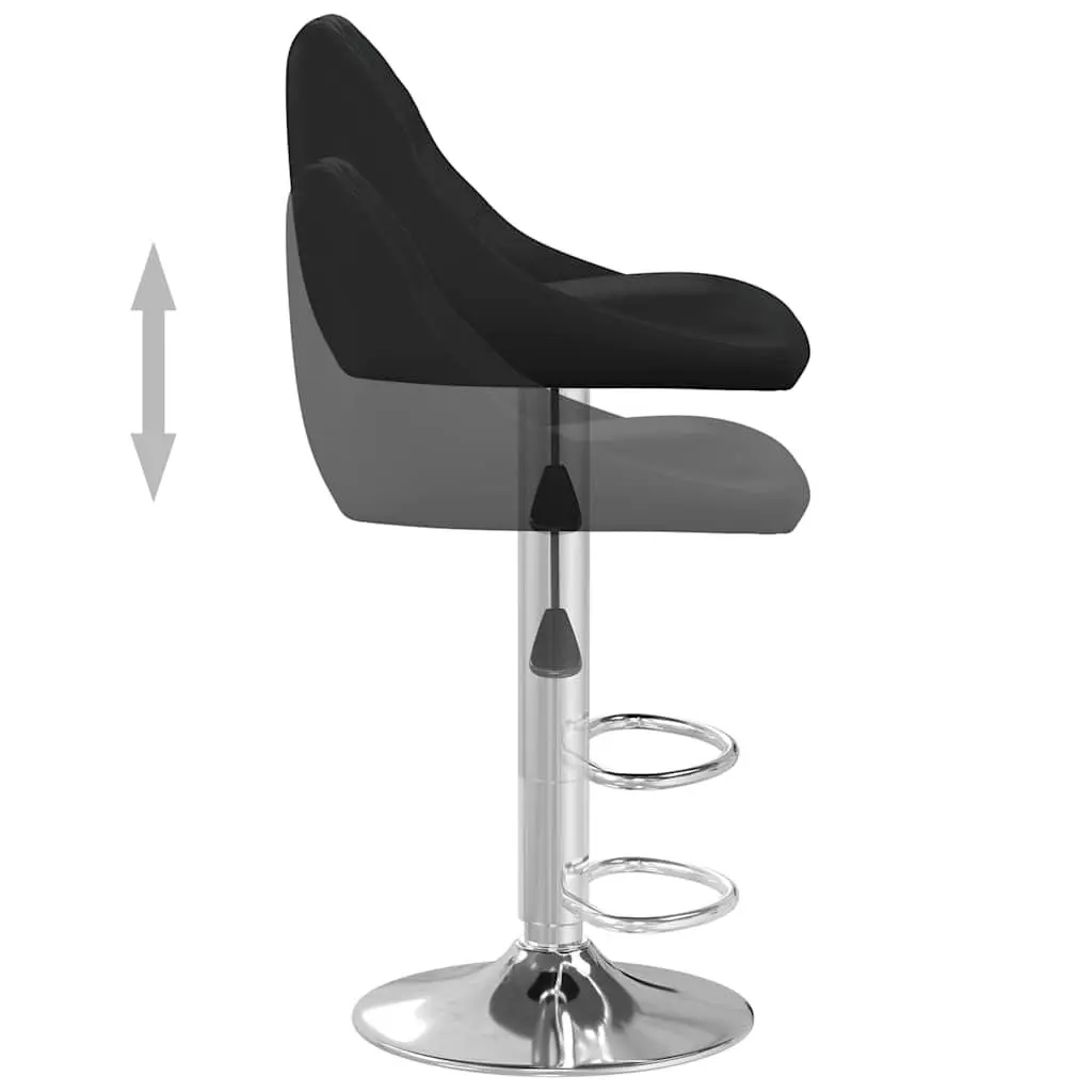 Bar Stools Adjustable Height Black Faux Leather 2 Piece