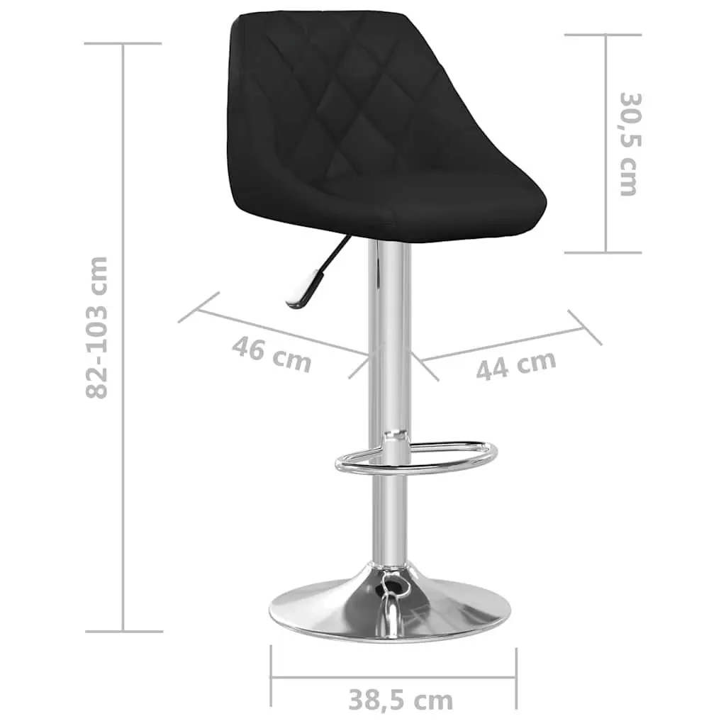Bar Stools Adjustable Height Black Faux Leather 2 Piece