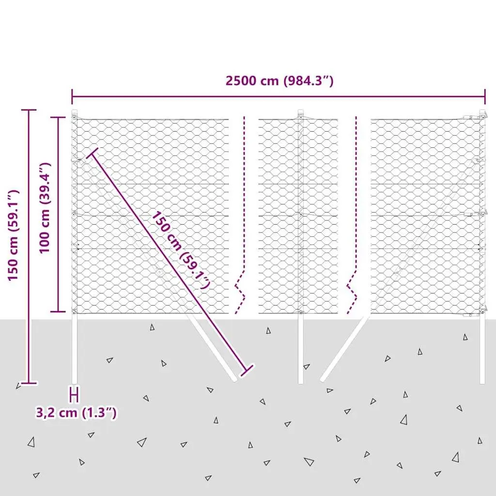 Hexagonal Fence Ground Fix 25 x 1 m Green PVC-Coated