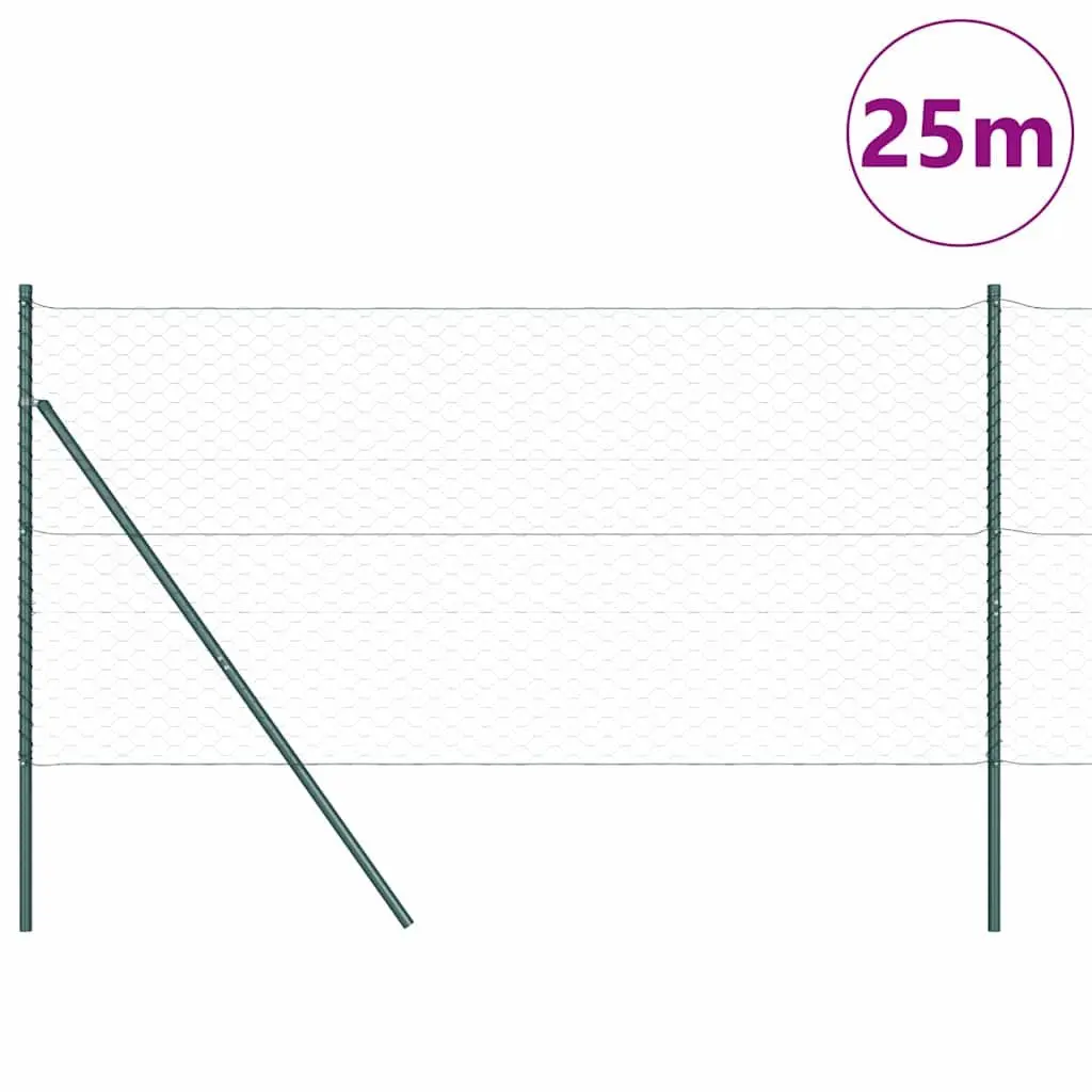 Hexagonal Fence Ground Fix 25 x 1 m Green PVC-Coated