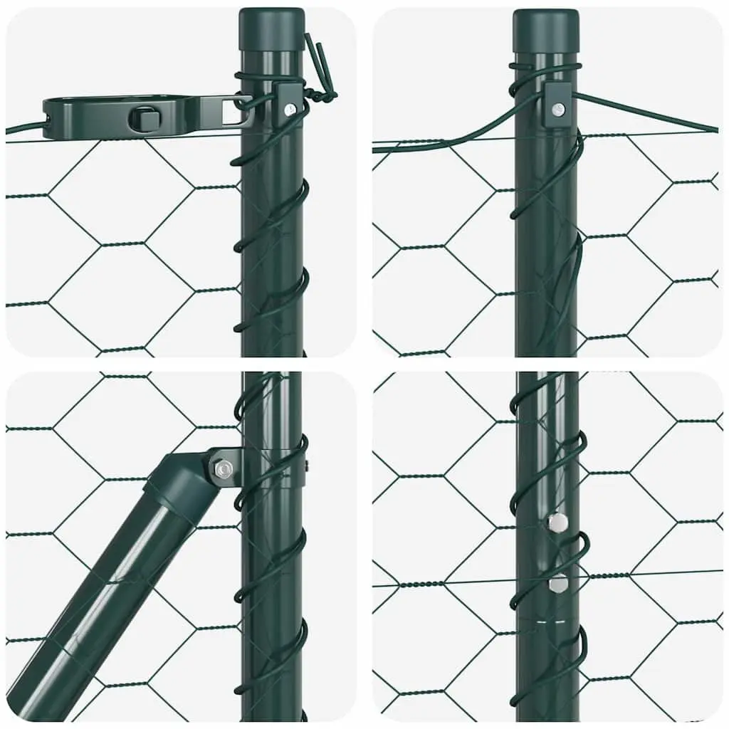 Hexagonal Fence Ground Fix 25 x 1 m Green PVC-Coated