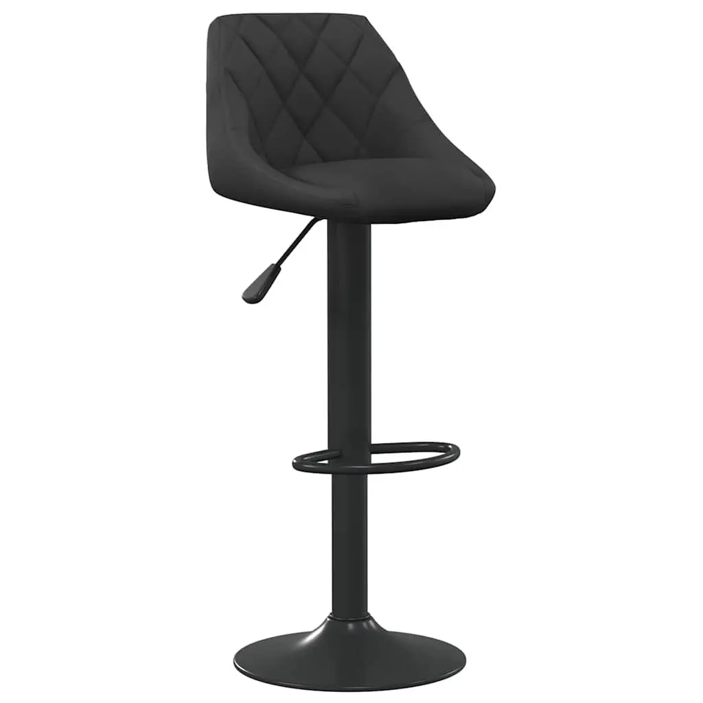 Bar Stools Adjustable Height Swivel Black Velvet 2 Piece Set