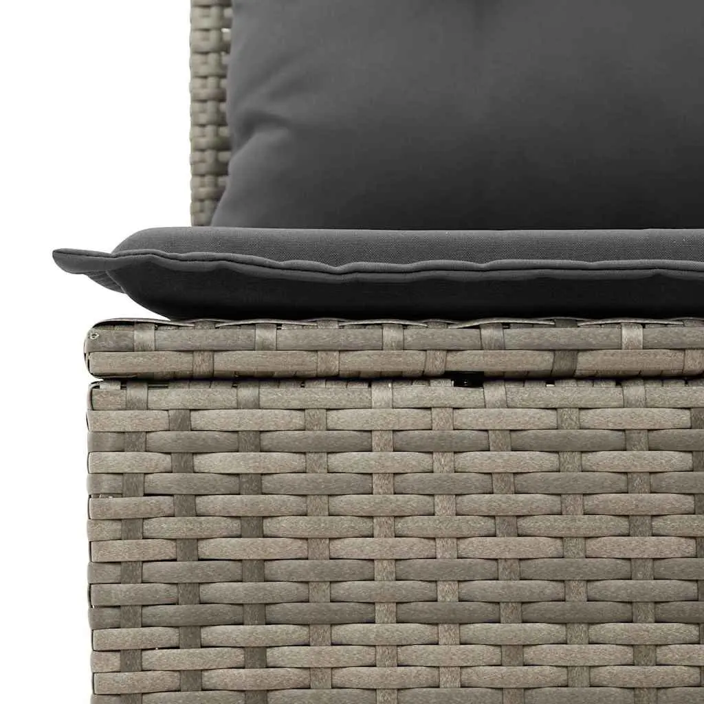Outdoor Modular Sofa Set 5 Pieces Grey Rattan Patio Furniture with Tempered Glass Table and Removable Cushion Covers