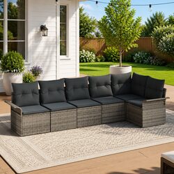 Friendly 6-Piece Modular Outdoor Sofa Set in Grey
