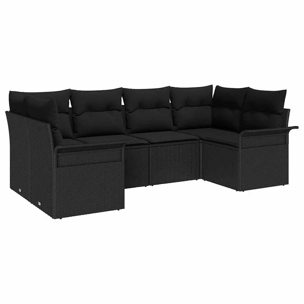 Outdoor Garden Sofa Set 6 Piece Modular Black Poly Rattan Furniture Lounge Seats