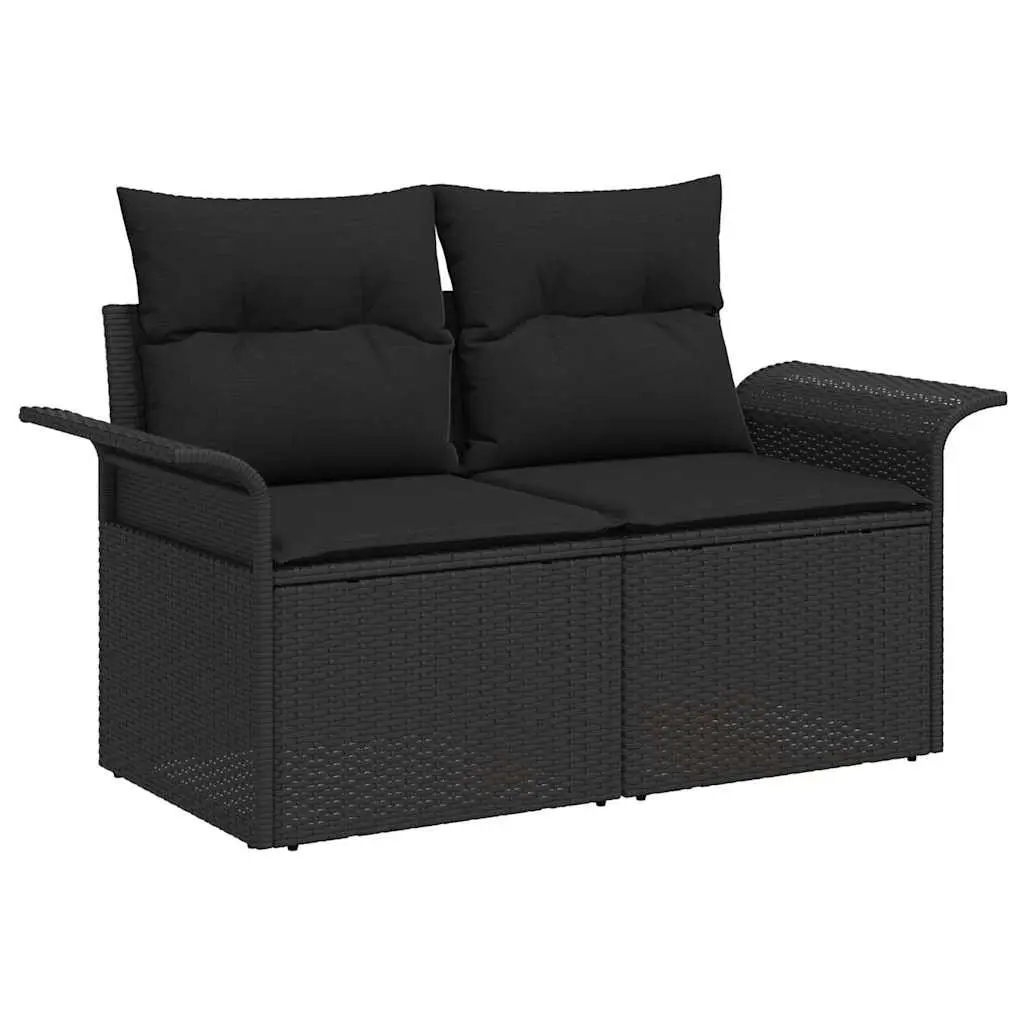 Outdoor Garden Sofa Set 6 Piece Modular Black Poly Rattan Furniture Lounge Seats