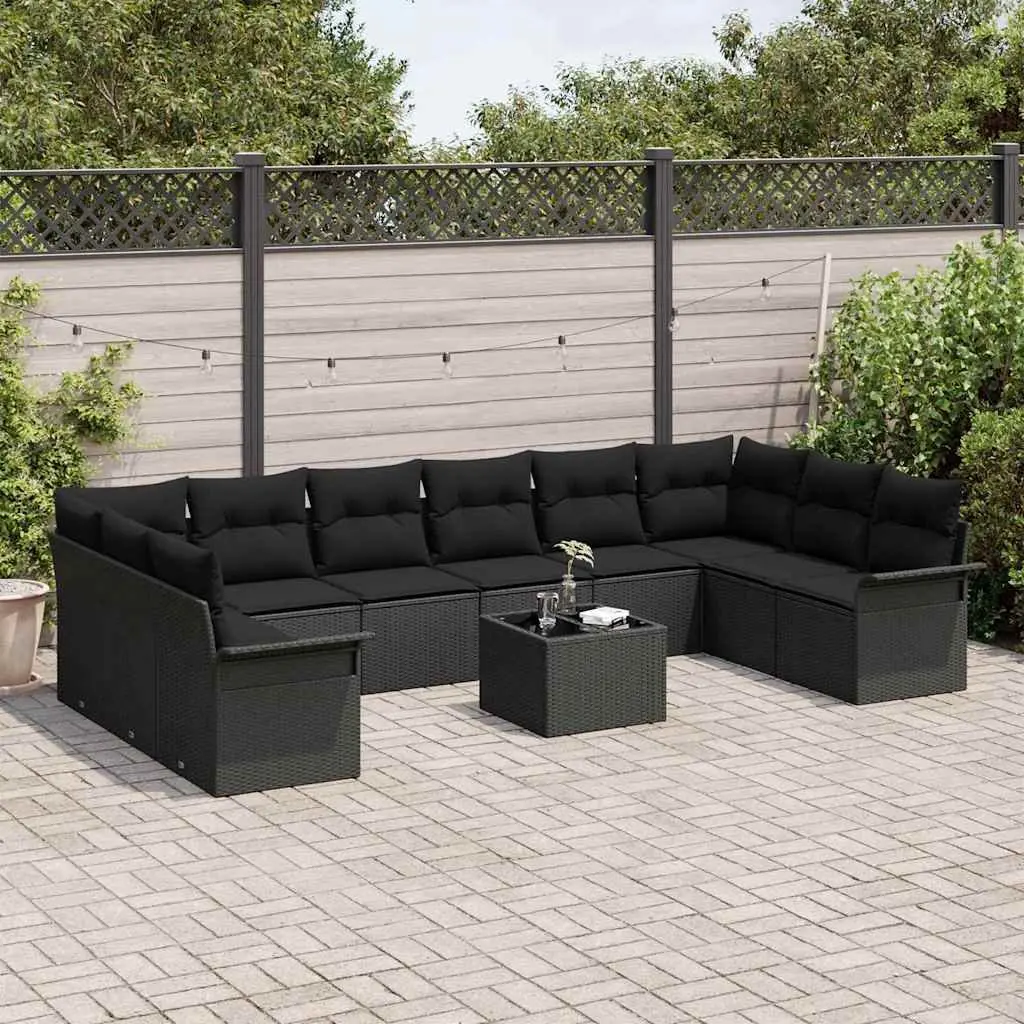 Modular Garden Sofa Set 11 Piece Poly Rattan Outdoor Furniture with Cushions