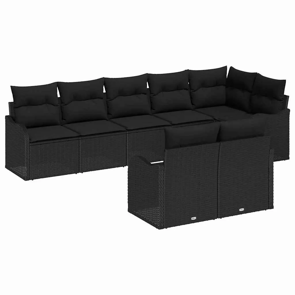 Modular Garden Sofa Set 8 Pieces Black Poly Rattan