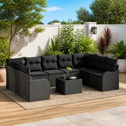 Your Ideal Modular Garden Sofa Set - 10 Pieces in Black