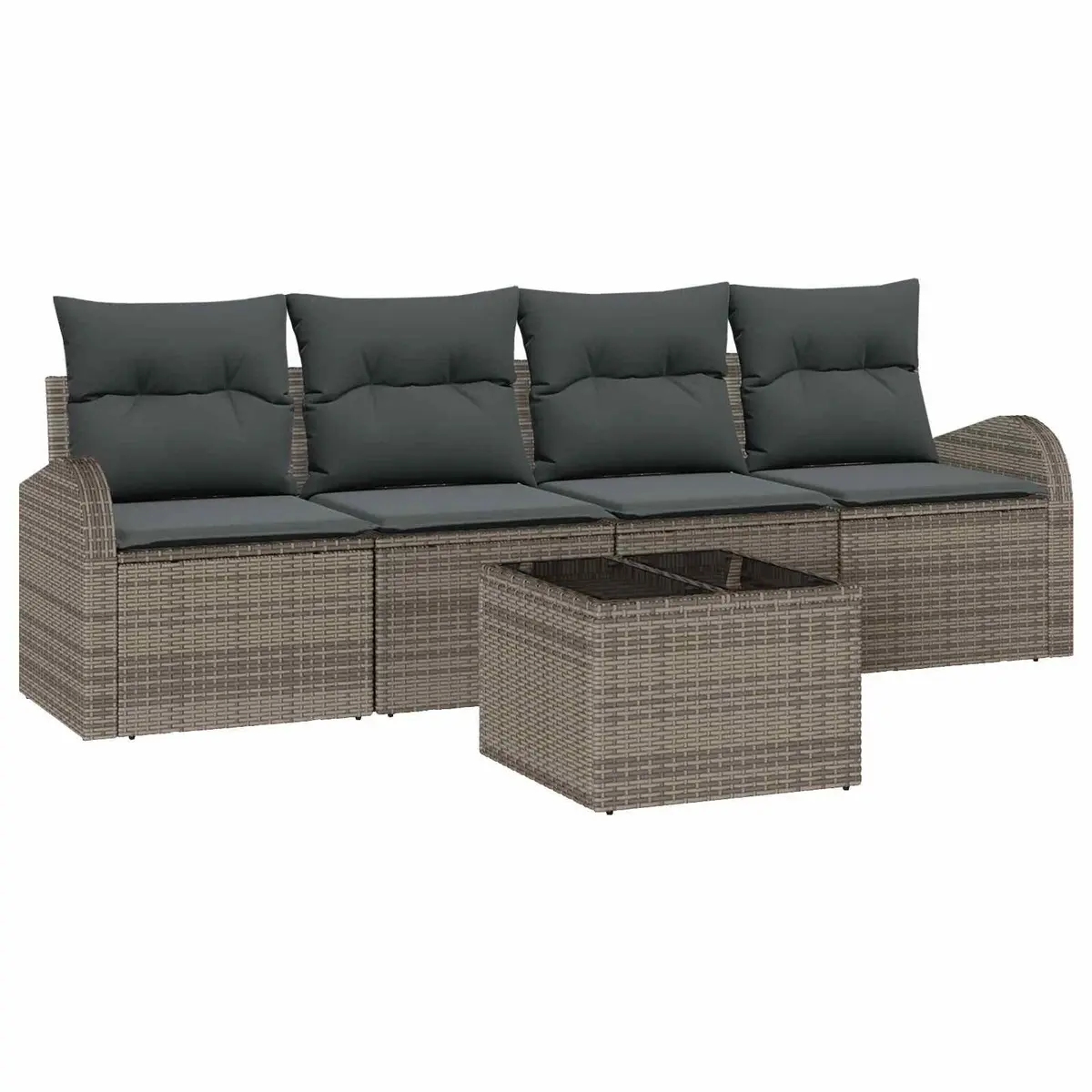Modular Garden Sofa Set 5 Pieces with Storage Grey