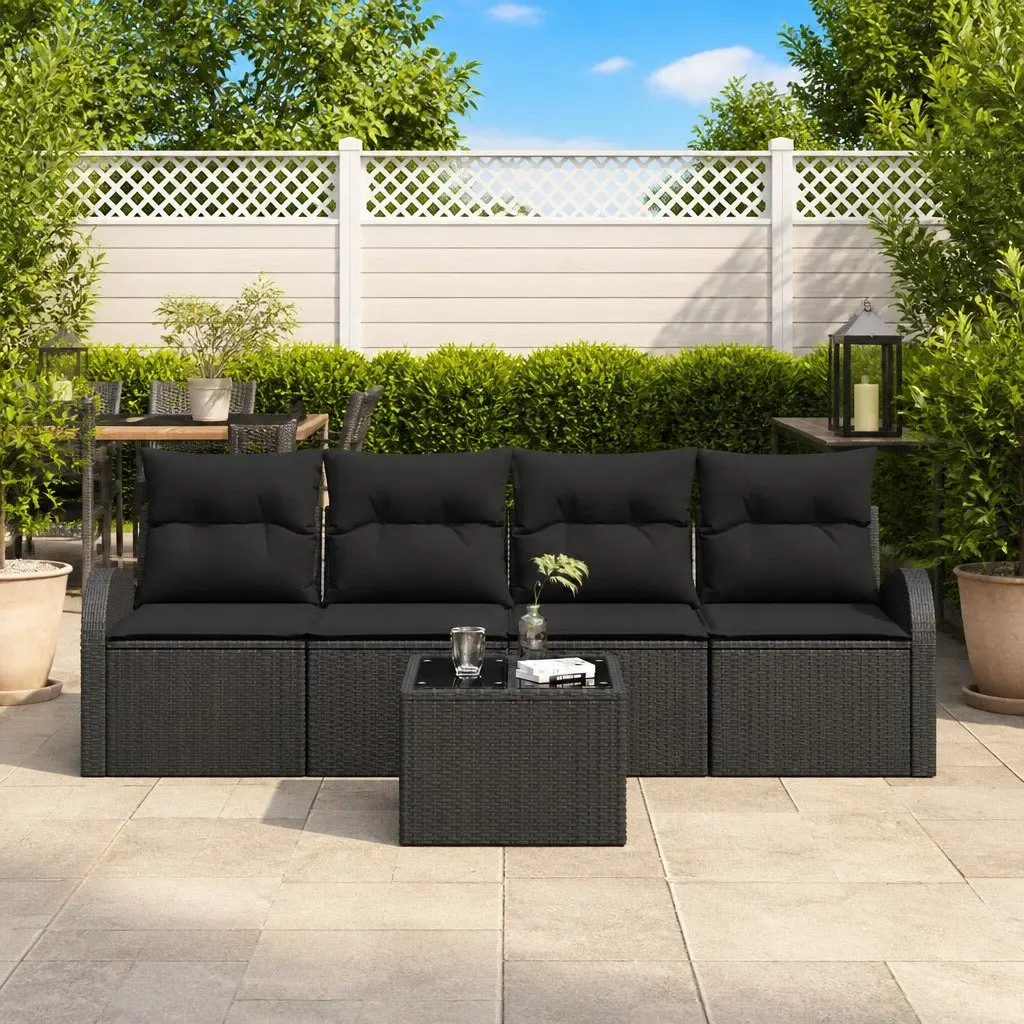 5-Piece Outdoor Sofa Set in Black