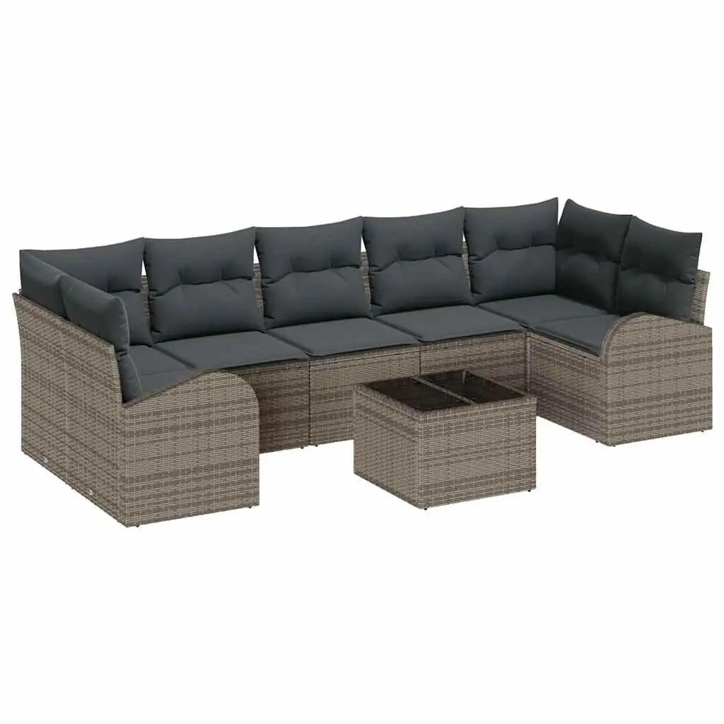 Outdoor Garden Sofa Set Modular Poly Rattan 8 Piece Grey
