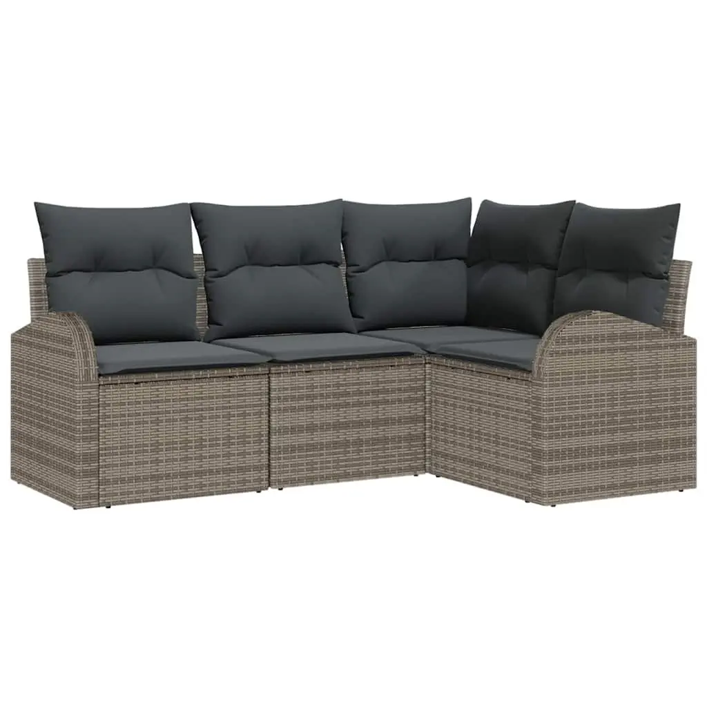 Modular Outdoor Garden Sofa Set 4 Piece Grey Poly Rattan Patio Furniture
