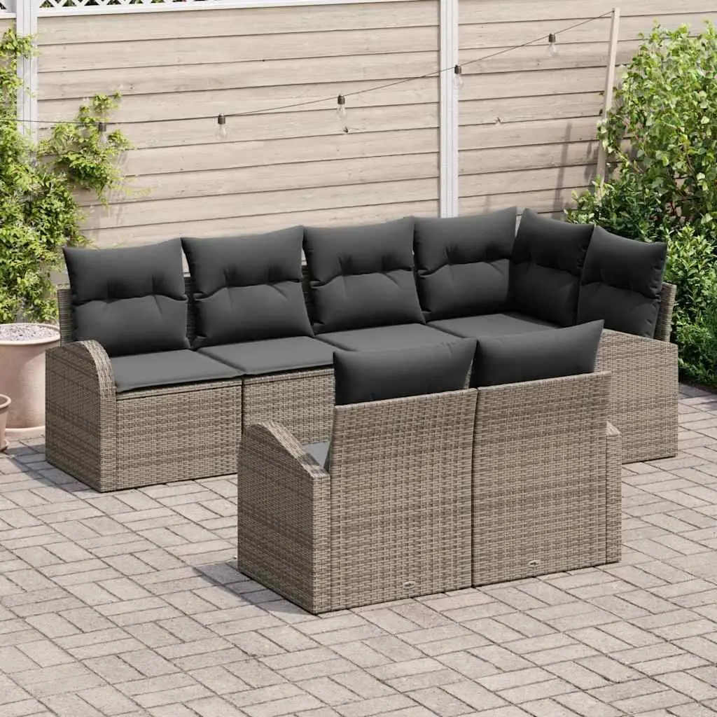 Modular Sectional Garden Sofa Set 7 Piece Grey Outdoor Furniture for Patios and Terraces