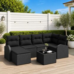 Friendly 7-Piece Modular Black Sofa Set for Gardens