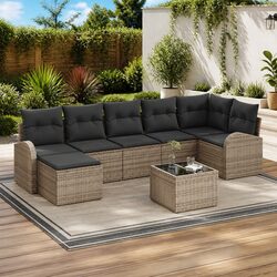 Your New Outdoor Haven: Grey 8-Piece Sofa Set Awaits
