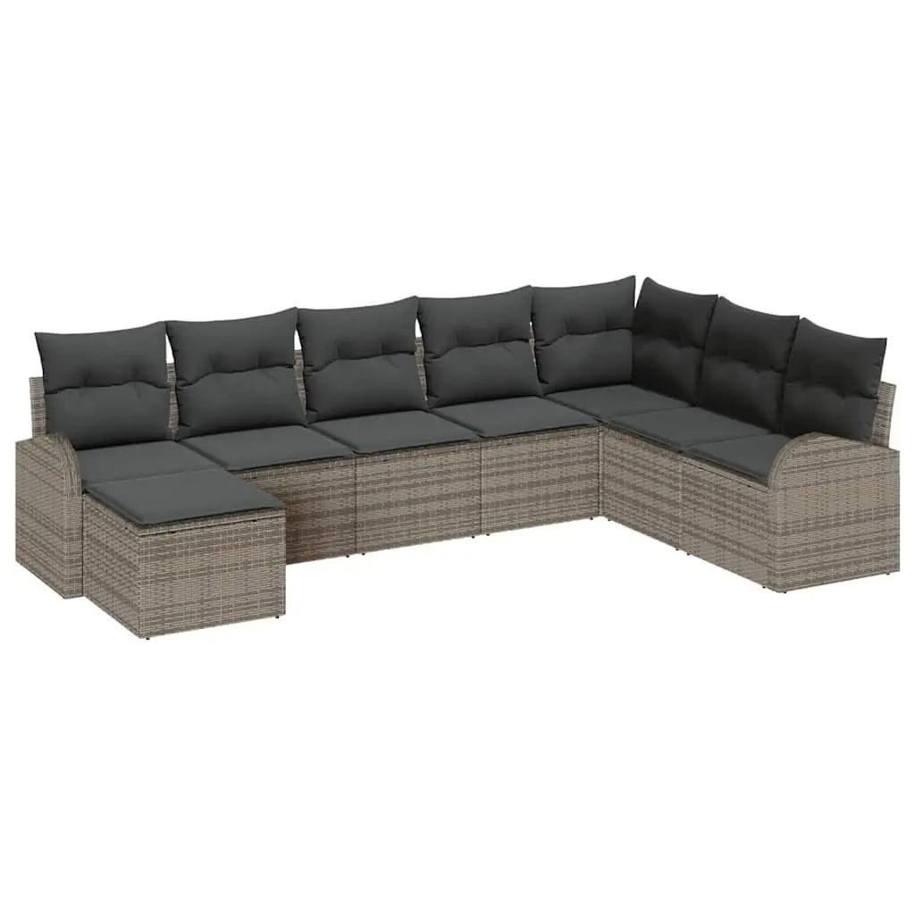 Outdoor Garden Sofa Set Modular Sectional with Storage 8 Piece Grey Poly Rattan