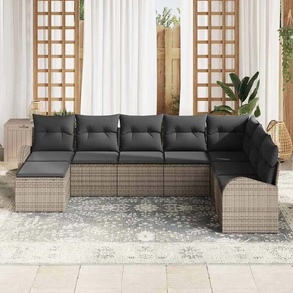 Outdoor Garden Sofa Set Modular Sectional with Storage 8 Piece Grey Poly Rattan
