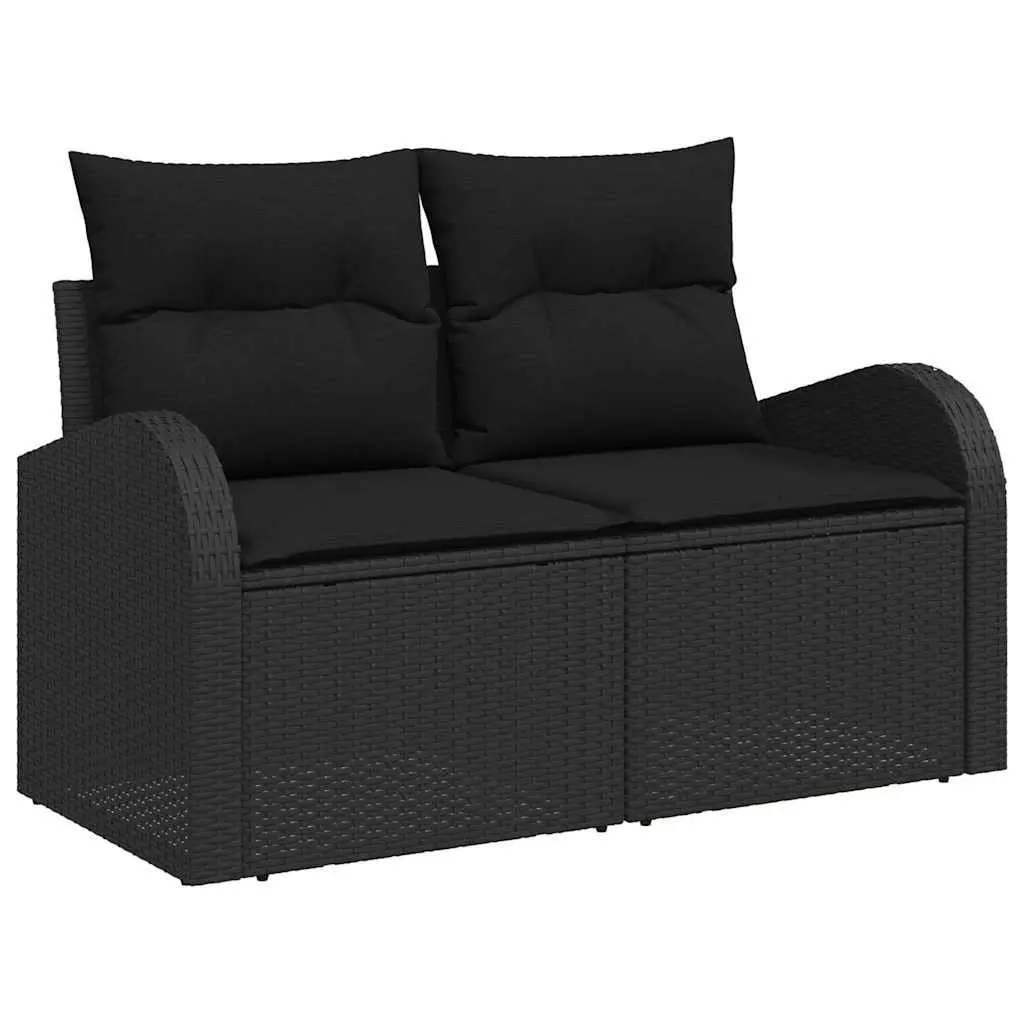 Modular Garden Sofa Set Outdoor Furniture 9 Pieces Black Poly Rattan
