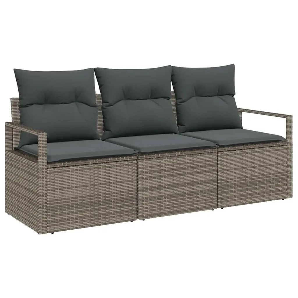 Outdoor Garden Sofa Set 3 Piece Grey Poly Rattan Patio Seating Lounge Furniture