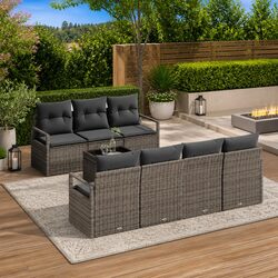 Friendly Grey Outdoor Modular Sofa Set - 8 Pieces