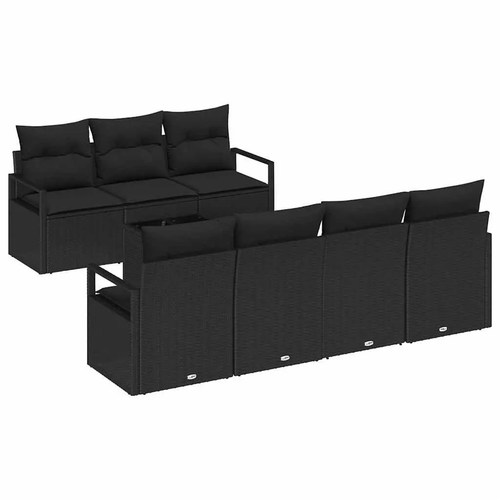 Outdoor Garden Sofa Set Modular Black Poly Rattan 8 Piece