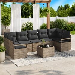 8-Piece Garden Sofa Set: Comfortable Grey Rattan Design