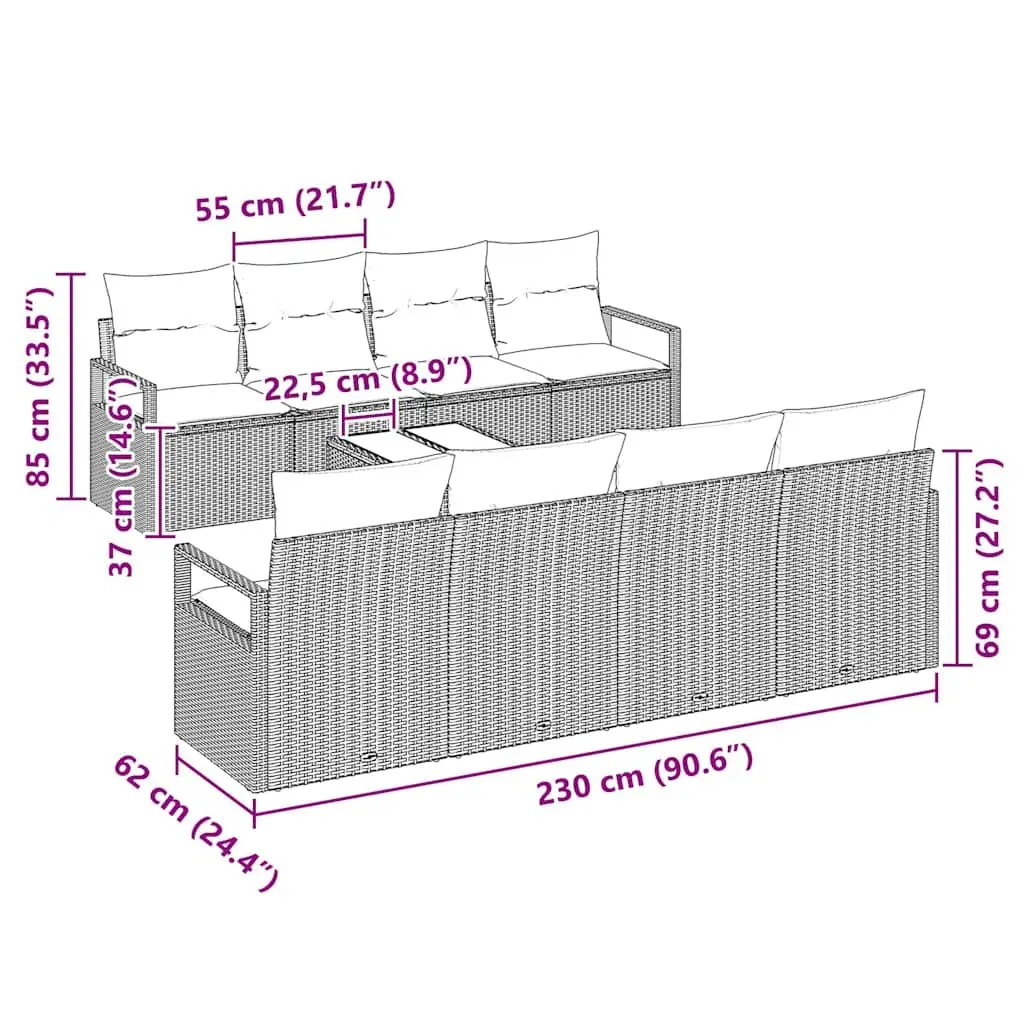 9-Piece Modular Sofa Set for Outdoors