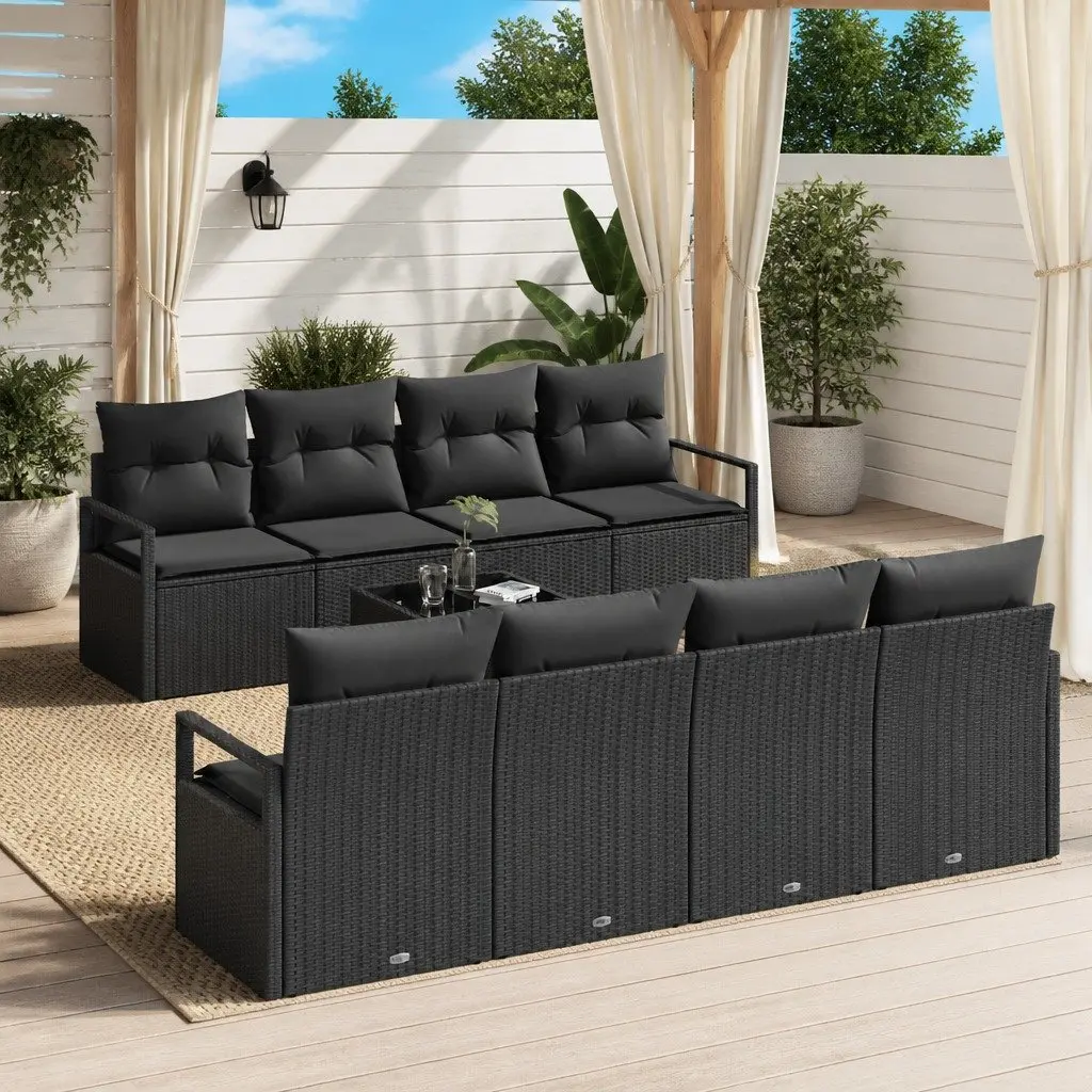 Outdoor Garden Sofa Set 9 Piece Modular Patio Seating Furniture Black Rattan