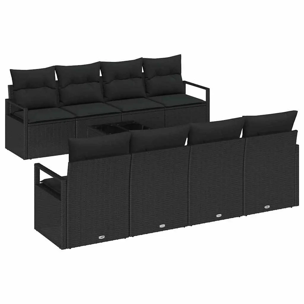 Outdoor Garden Sofa Set 9 Piece Modular Patio Seating Furniture Black Rattan