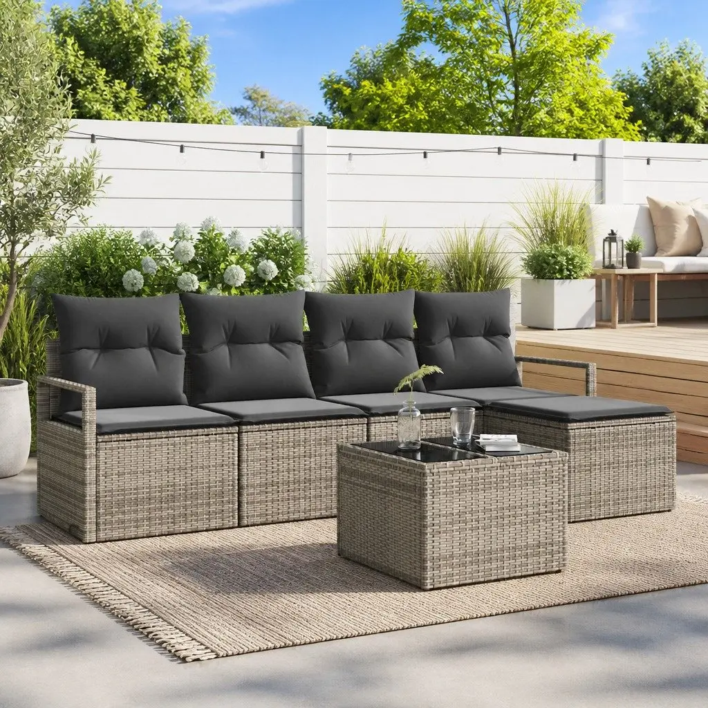 Outdoor Sofa Set Modular Light Grey 6 Piece with Storage Cushions