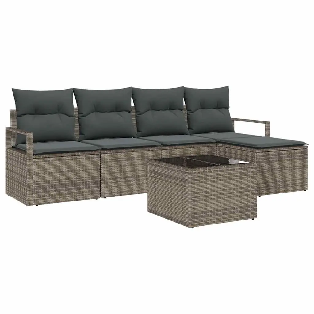 Outdoor Sofa Set Modular Light Grey 6 Piece with Storage Cushions