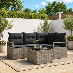 Outdoor Sofa Set 5 Piece Garden Seating with Storage Cushions Light Grey