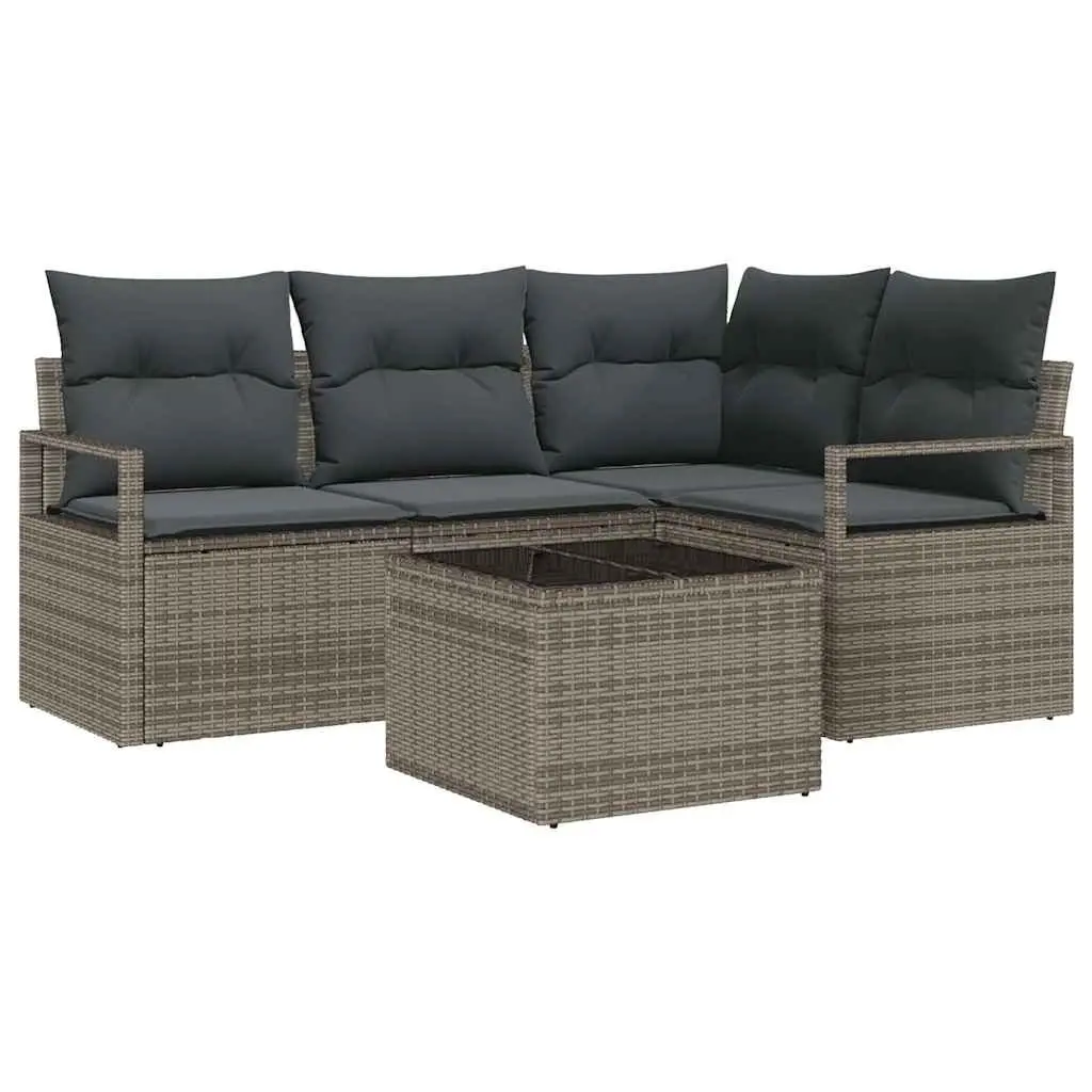 Outdoor Sofa Set 5 Piece Garden Seating with Storage Cushions Light Grey
