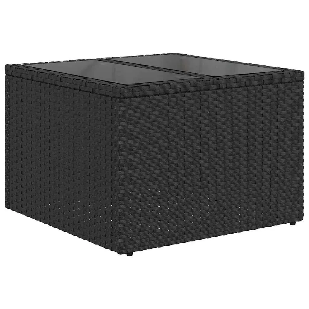 Outdoor Sofa Set 5 Pieces Black Poly Rattan Garden Seating with Storage Cushions