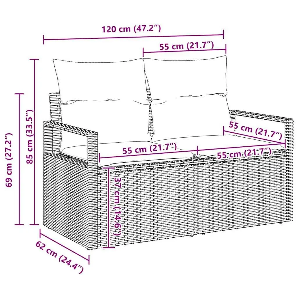 Garden Sofa Set 8 Piece Outdoor Seating Poly Rattan Grey Modular Lounge