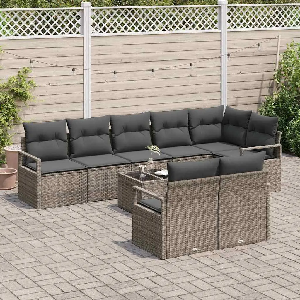 9 Piece Light Grey Garden Sofa Set