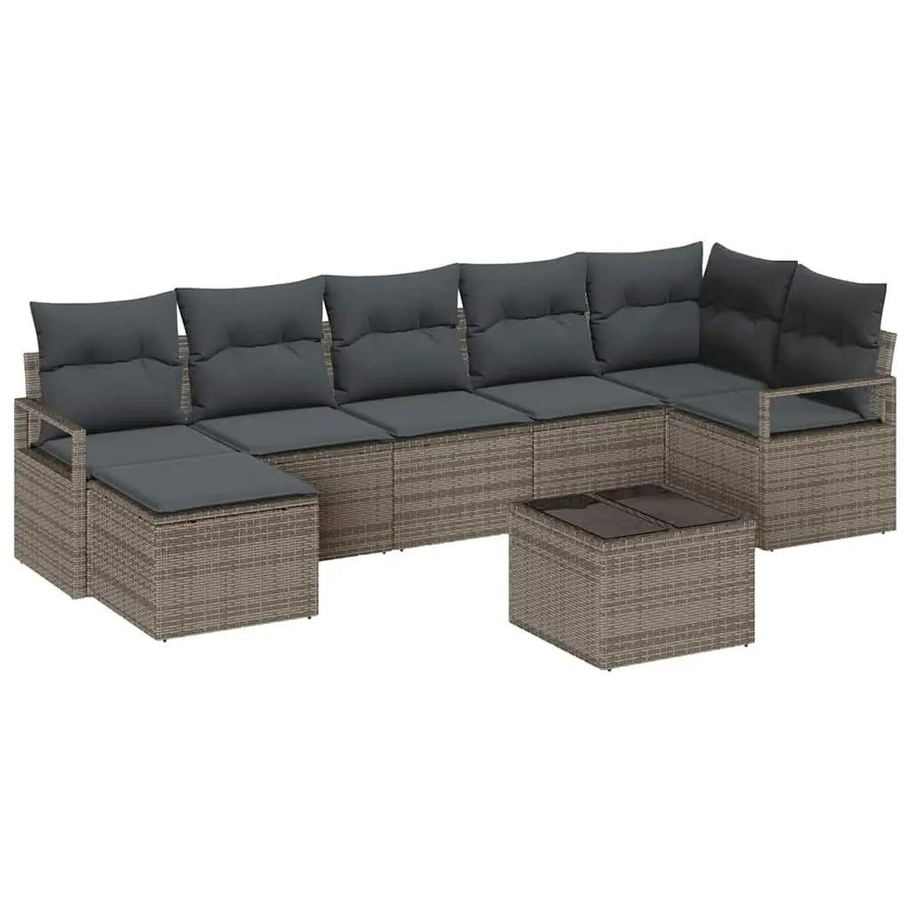 Outdoor Sofa Set Modular Light Grey Poly Rattan 8 Pieces
